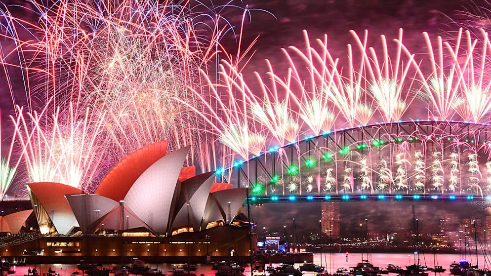 Fireworks are seen over the Sydney Opera House and Harbour Bridge during New Years Eve celebrations in Sydney, Monday, January 1, 2024. (AAP Image/Dan Himbrechts) NO ARCHIVING