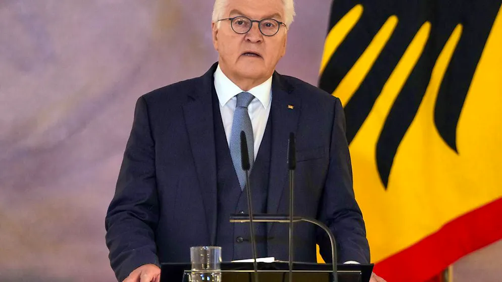 Federal President Frank-Walter Steinmeier announces the decision to dissolve the German Bundestag. Photo: Sören Stache/dpa