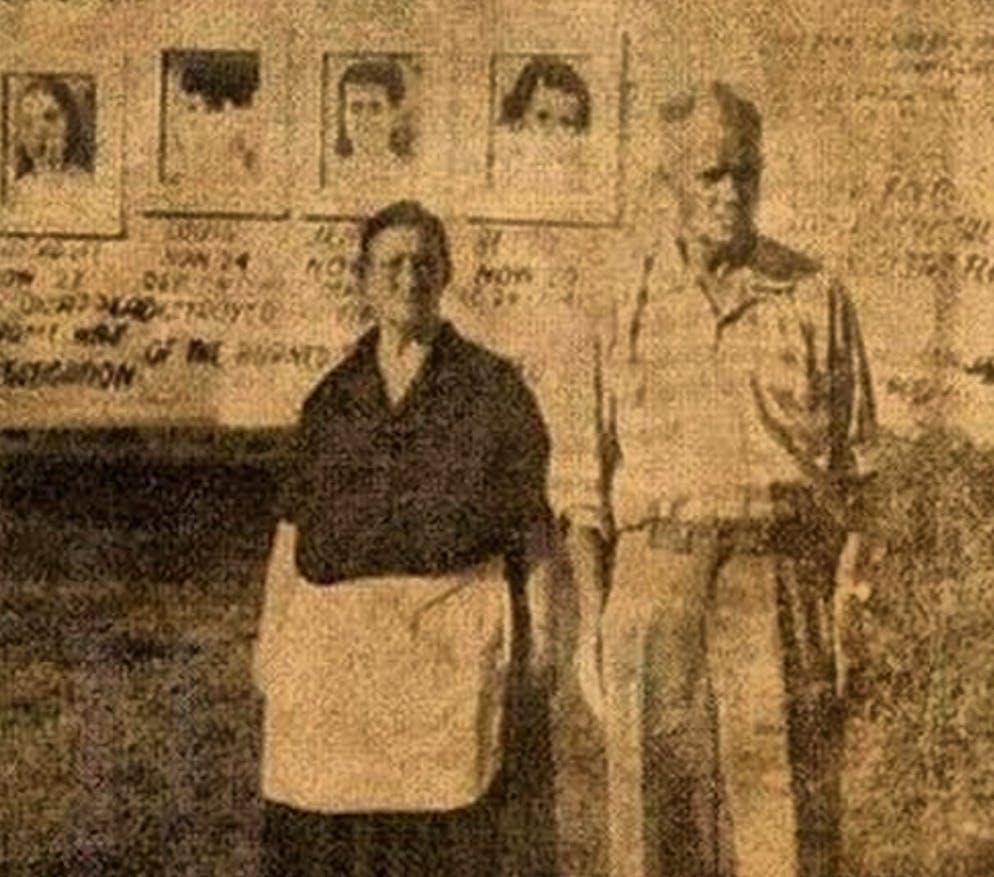 George and Jeannie Sodder. In the background are pictures of the missing children.