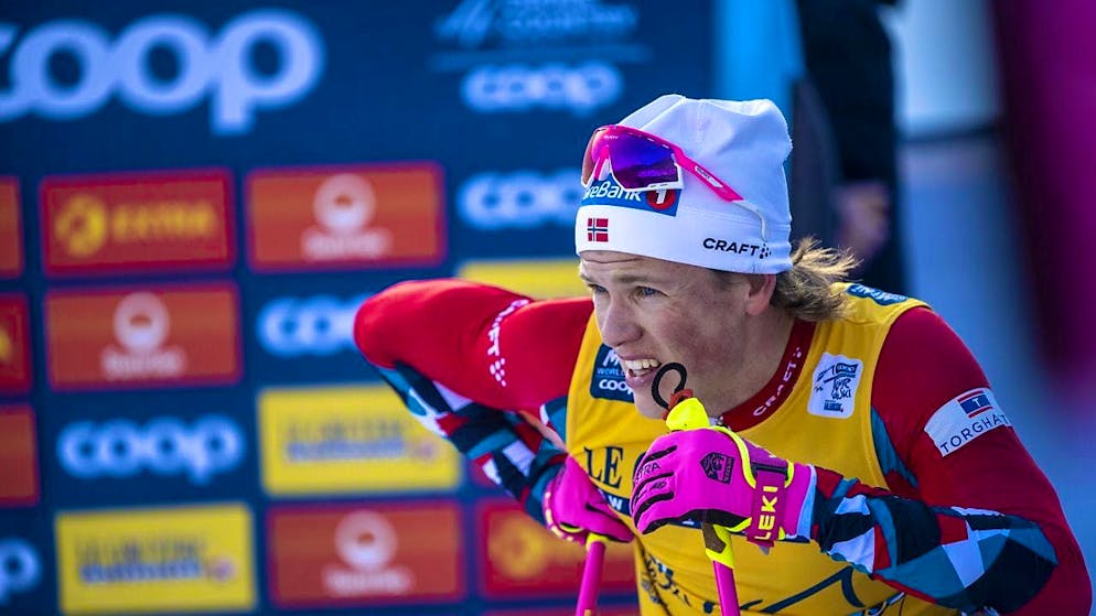 The winner with his eyes on the clock: Johannes Hösflot Klaebo (archive photo)