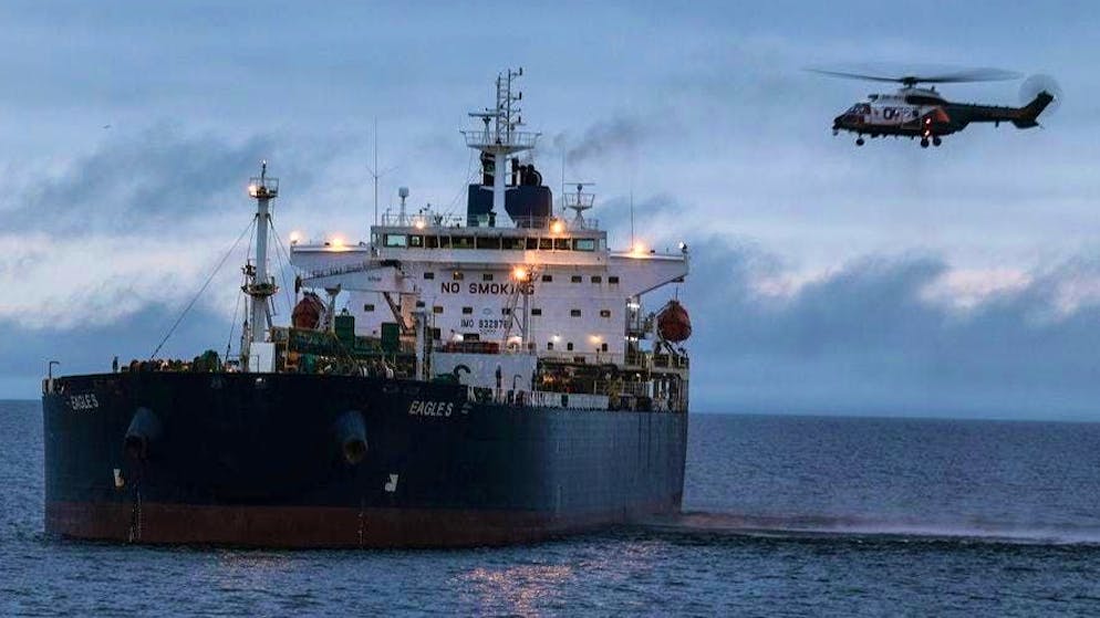 On December 28, Helsinki's border guard takes the Eagle S on a short leash in the Gold of Finland.