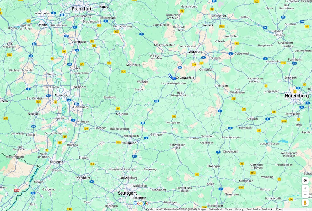 Diese Strecke hat der Bagger ungefähr genommen.