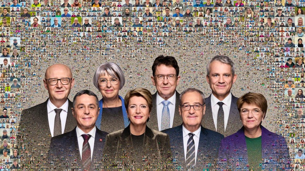 Das neue Bundesratsfoto zeigt die Landesregierung und den Bundeskanzler mit über 1000 Menschen aus der ganzen Schweiz.
