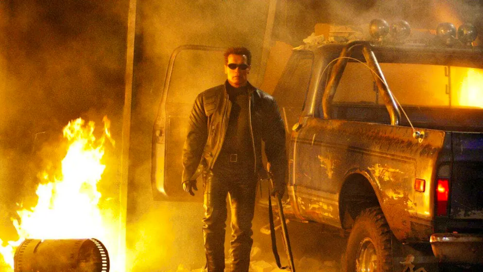 Actor Arnold Schwarzenegger as "Terminator" in the futuristic action thriller "Terminator 3: Rise of the Machines". (archive image)