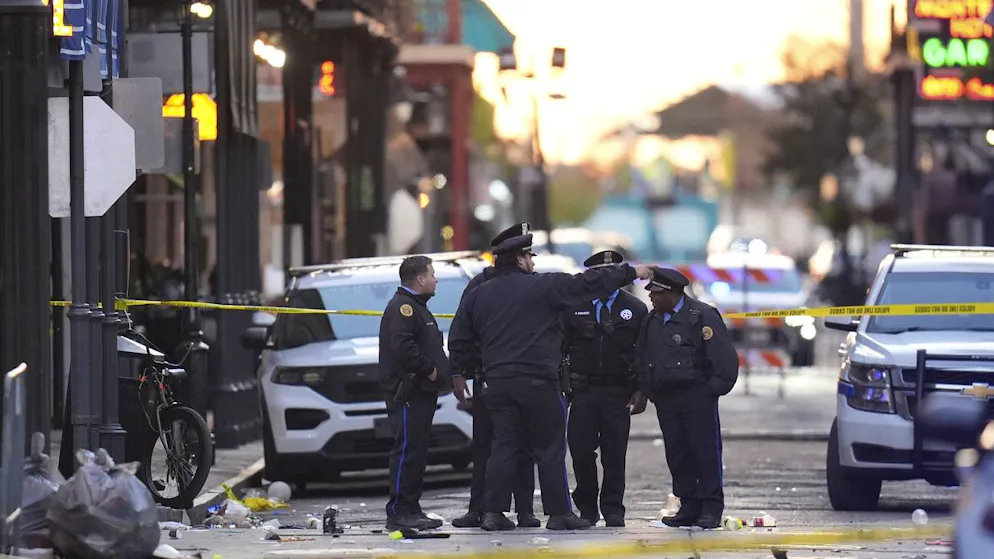 Polizisten heute an der Bourbon Street in New Orleans.