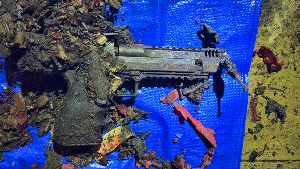 Weapons in the Las Vegas Cybertruck. One of the firearms in the Cybertruck where an explosion occurred outside the Trump International Hotel in Las Vegas.