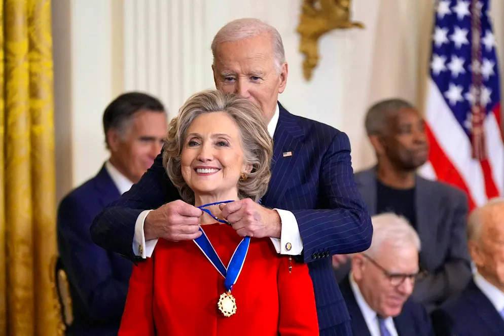 From Bono to Messi: Biden honors celebrities with the Medal of Freedom - Gallery. Biden also presented the medal to former US Secretary of State Hillary Clinton.