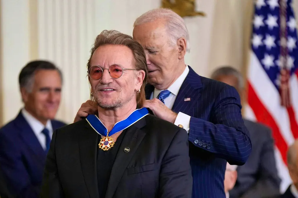 From Bono to Messi: Biden honors celebrities with the Medal of Freedom - Gallery. For Joe Biden, this is the last time he will award the prestigious medals - as here to musician Bono. 