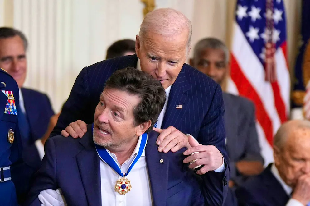 From Bono to Messi: Biden honors celebrities with the Medal of Freedom - Gallery. The Medal of Freedom is the highest civilian award in the USA - it also went to actor Michael J. Fox, who suffers from Parkinson's disease.