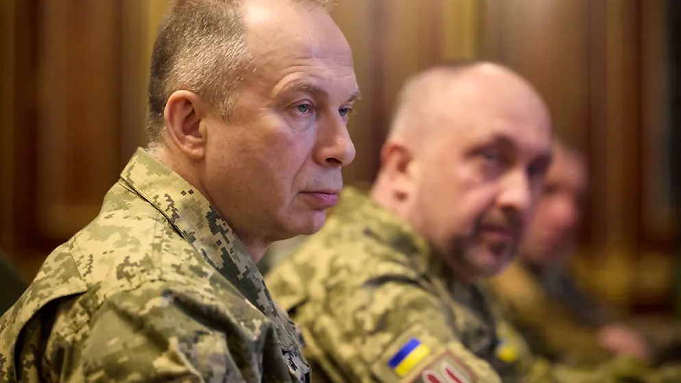 ARCHIV - Generaloberst Olexander Syrskyj, Oberbefehlshaber der ukrainischen Streitkräfte, bei einem Treffen mit dem neuen militärischen Führungsteam im Mariinsky-Palast in Kiew, Ukraine. Foto: Ukrainisches Präsidentialamt/Zuma Press/dpa