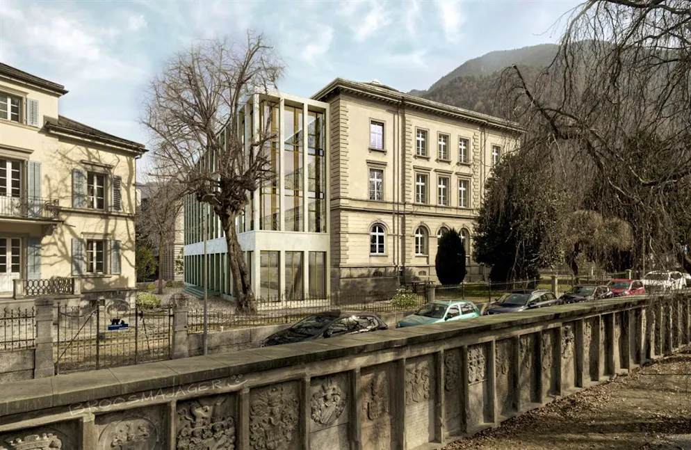 Entro fine anno il nuovo Tribunale d'appello sarà trasferito nella nuova sede in Grabenstrasse a Coira (rappresentazione grafica).