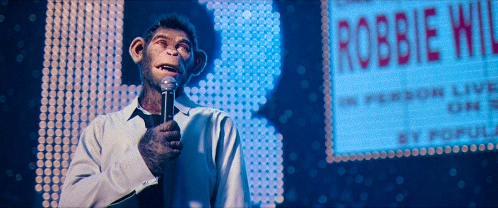 Robbie Williams in «Better Man»: una scimmia generata al computer come controfigura.