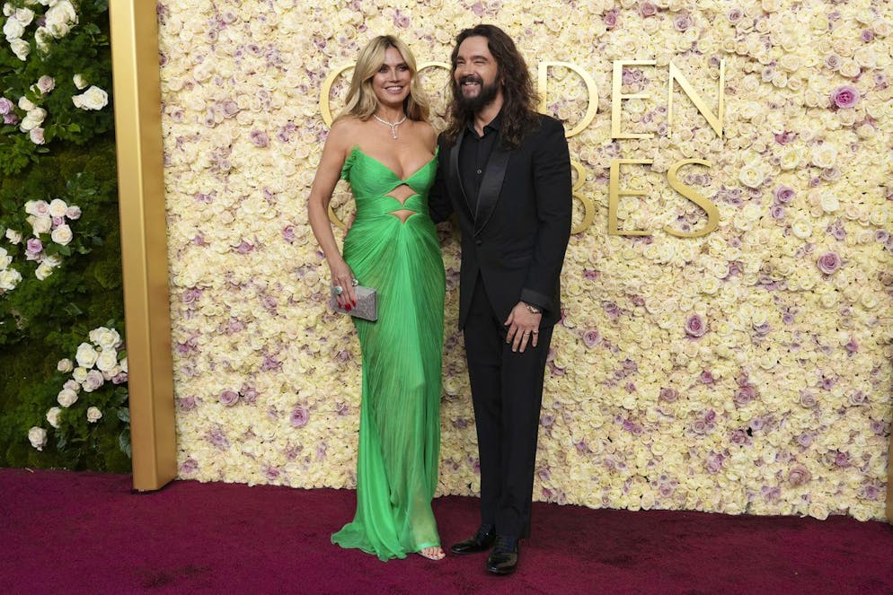 Heidi Klum an den Golden Globes. An der Seite des Models: ihr Ehemann Tom Kaulitz (35). Das Tokio-Hotel-Mitglied erschien im klassischen dunklen Anzug.
