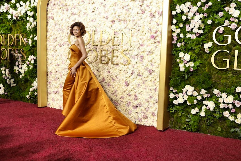 Zendaya at the Golden Globes. The actress is in a relationship with "Spider-Man" actor Tom Holland.