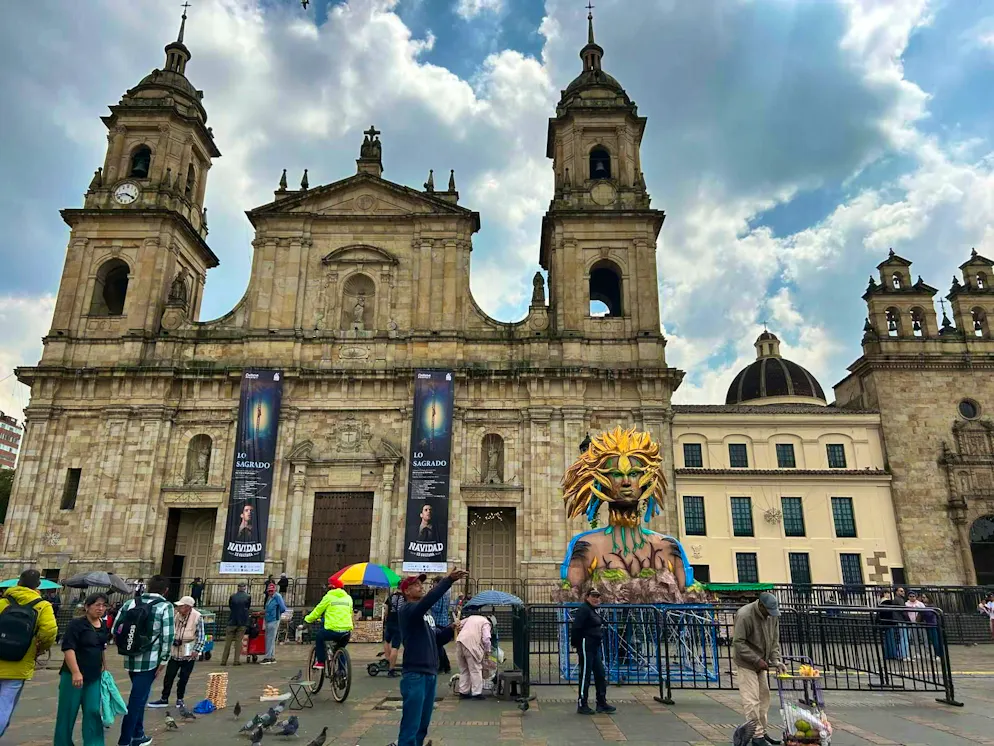 Bogotà. Plaza de Bolívar: The Catedral Primada towers majestically in Bogotá.