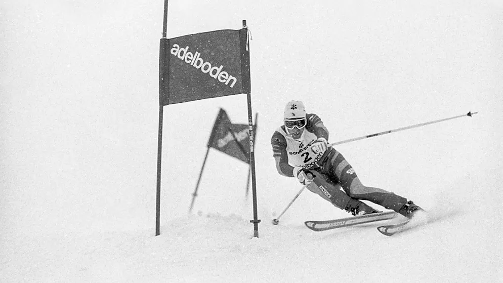 Von Favoriten, einem Dreifachsieg und einer Sensation - Gallery. Pirmin Zurbriggen gewinnt den Riesenslalom in Adelboden 1987 zum zweiten von insgesamt drei Mal. Bei seinem ersten Triumph vier Jahre zuvor stehen mit Max Julen und Jacques Lüthy zwei Landsmänner mit ihm auf dem Podest