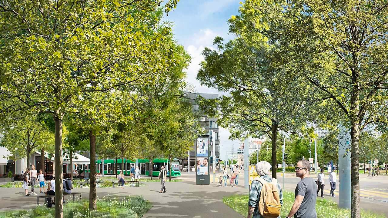 Stadtentwicklung. Elf Bäume sollen mehr Schatten auf dem Basler Voltaplatz bieten