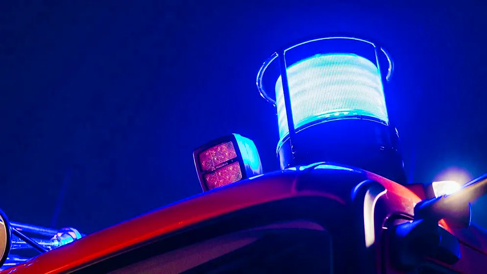 ARCHIVE - A blue light is mounted on a fire engine. Photo: Philipp von Ditfurth/dpa
