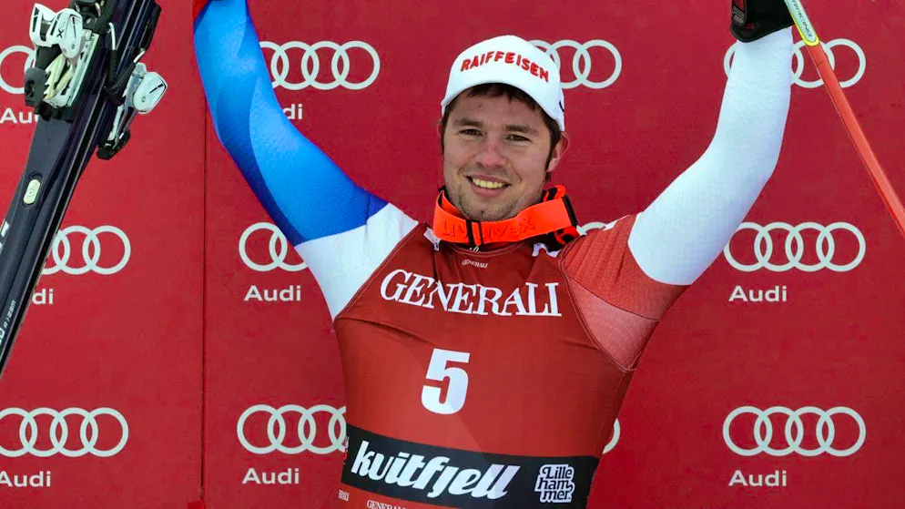 Beat Feuz was right at the top of the podium in his first race.