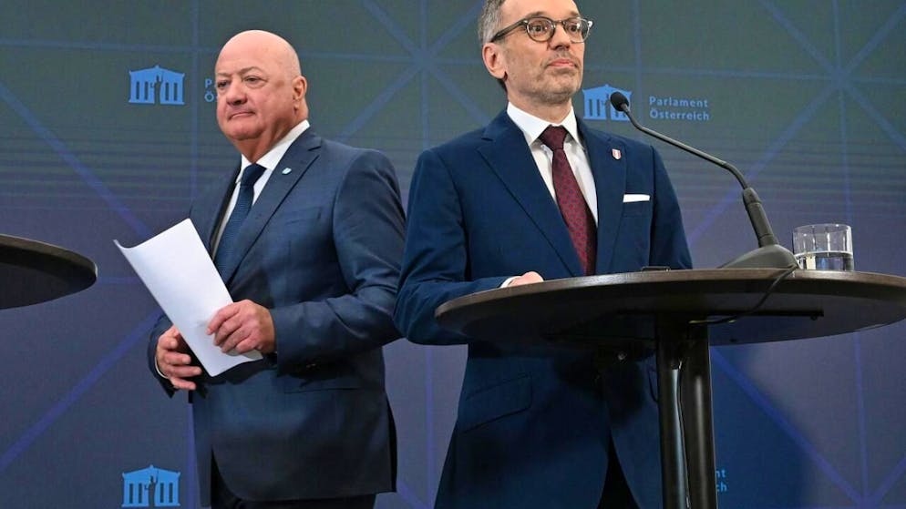 ÖVP-Chef Christian Stocker (l) und FPÖ-Chef Herbert Kickl. Foto: Helmut Fohringer/APA/dpa