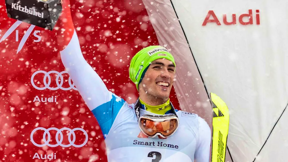 Daniel Yule celebrates his World Cup debut in Kitzbühel and his first podium finish six years later.