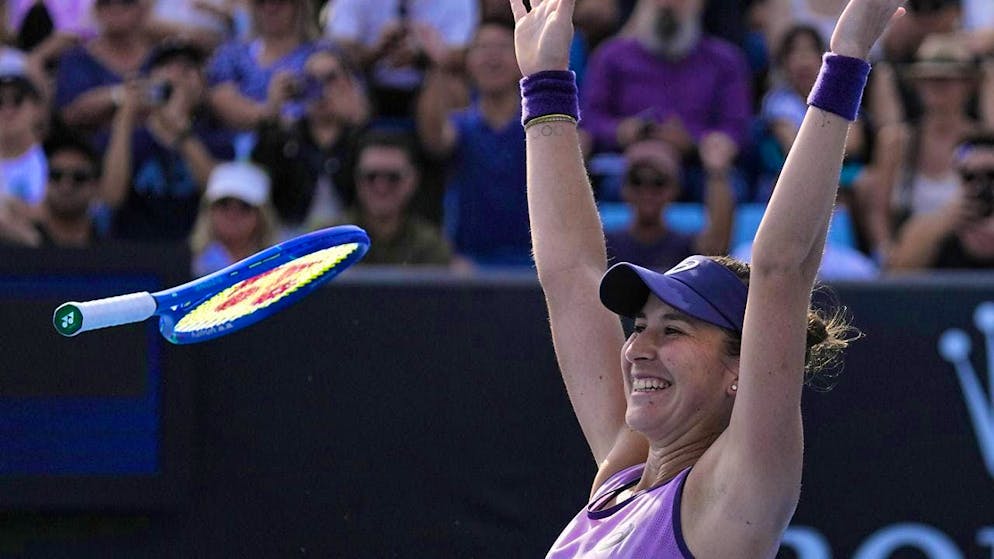 True joy: Belinda Bencic beats world number 17 Jelena Ostapenko at the Australian Open.