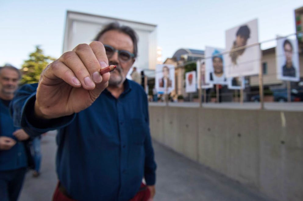 Oliviero Toscani all'arrivo della mostra e dell'antologia “Oliviero Toscani, immaginare” al Max Museum di Chiasso (foto del 2017).