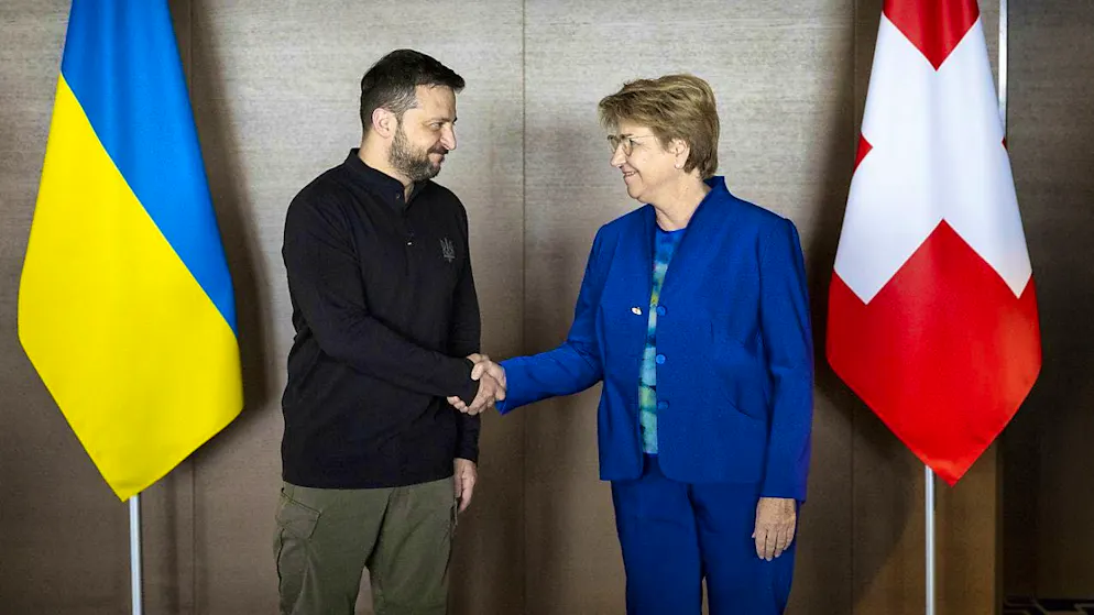 Ukraine's President Volodymyr Selenskyj with Amherd at the Bürgenstock Conference.