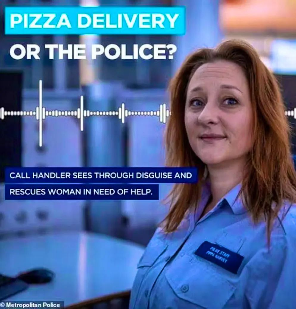 Pippa Harvey non ha riattaccato il telefono quando una donna ha chiamato la polizia per chiedere una pizza.