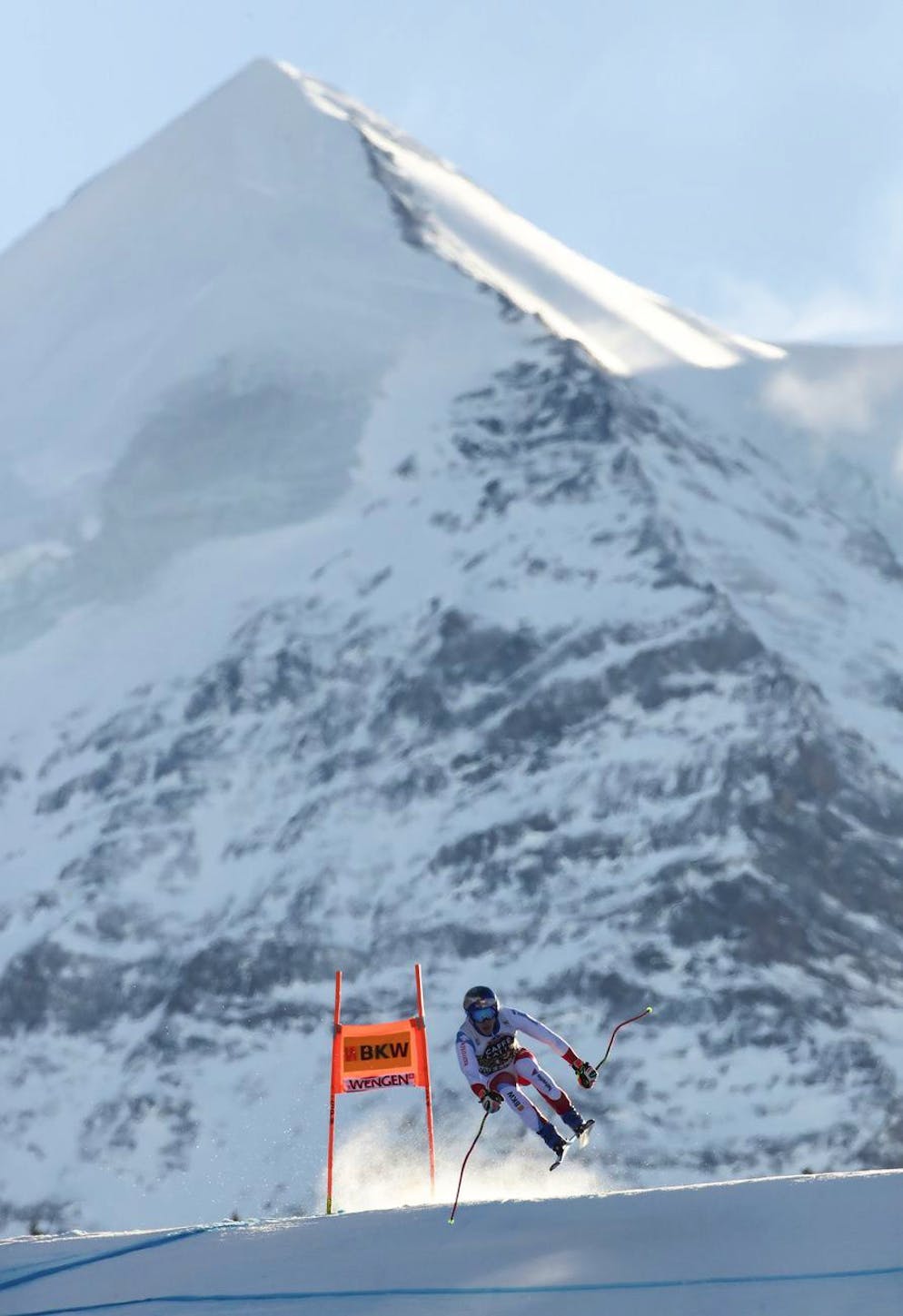 Marco Odermatt 2022 beim Silberhornsprung.