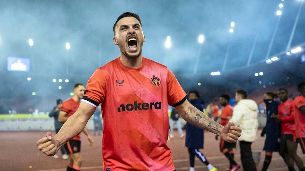 Mirlind Kryeziu celebrates after winning the Cup round of 16 against GC.