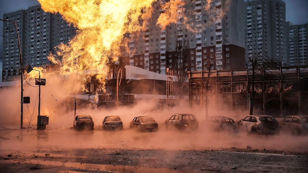 Incendie après une frappe de missile à Kiev (archives).