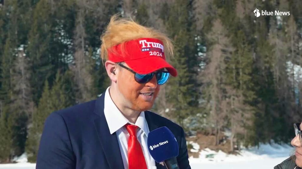 Strike WEF protest march. Trump lookalike: 