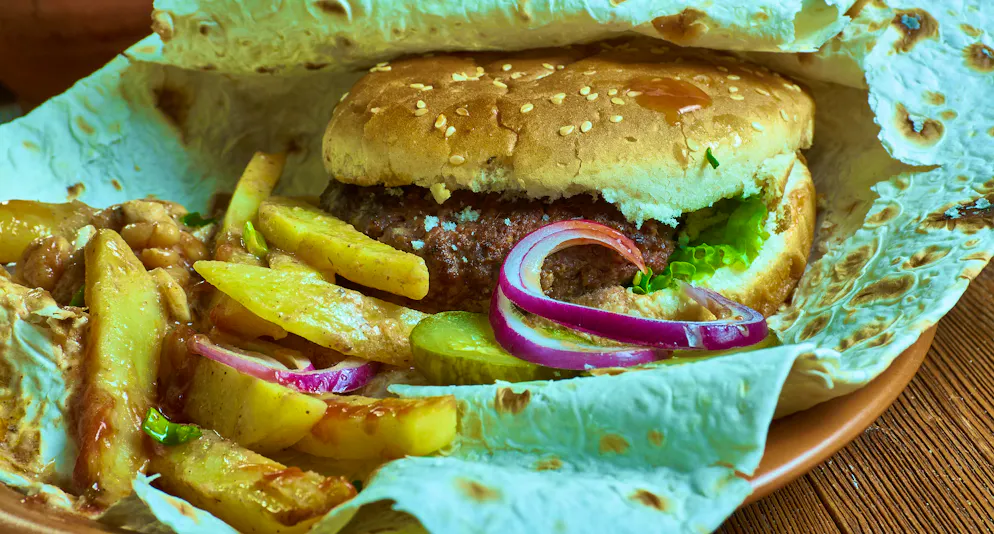 Pretty hearty: if you order calskrove in Sweden, you get a combination of pizza, hamburger and chips.