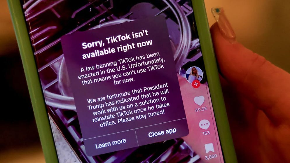 Wer in den USA die Video-App Tiktok öffnete, erhielt einen Warnhinweis.
