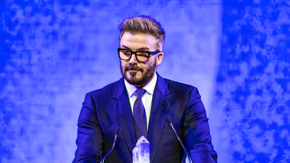 WEF Crystal Award. David Beckham accepted the WEF Crystal Award in Davos on Monday evening. The ex-football star and Unicef ambassador was honored for his commitment to improving the living conditions of children.