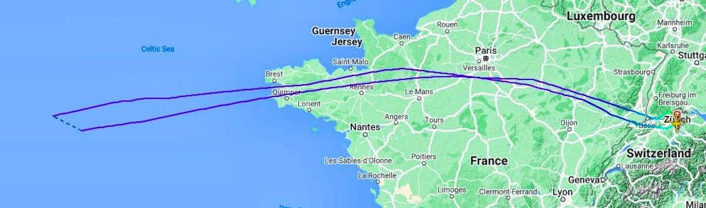 The Swiss plane had to turn back. 
