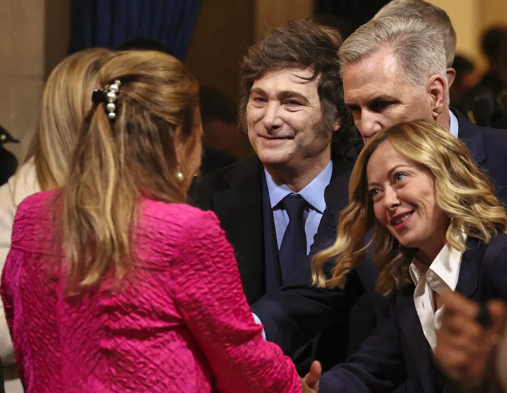 Die Bilder von Donald Trumps Amtseinführung. Gäste im Kapitol: (von rechts) Italiens Premier Giorgia Meloni, der Republikaner Kevin McCarthy und Argentiniens Präsident Javier Milei.