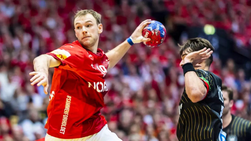 Nicht zu stoppen: Dänemarks Matthias Gidsel schiesst einer der 30 Tore gegen Deutschland