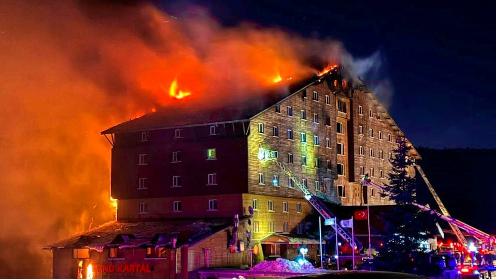 A hotel is on fire in a ski resort in Turkey.