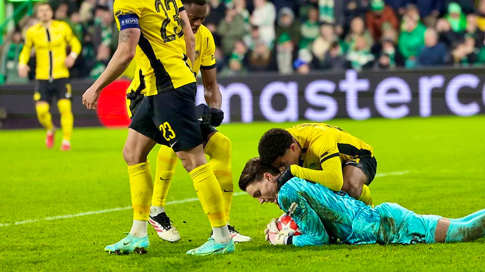 Young Boys also lose at Celtic after Benito's own goal - Gallery. YB goalkeeper Marvin Keller saves a Scottish foul penalty in the first half