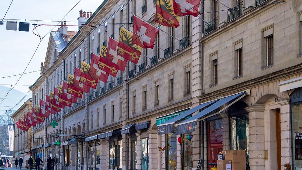 La rue de la Corraterie in una foto d'archivio