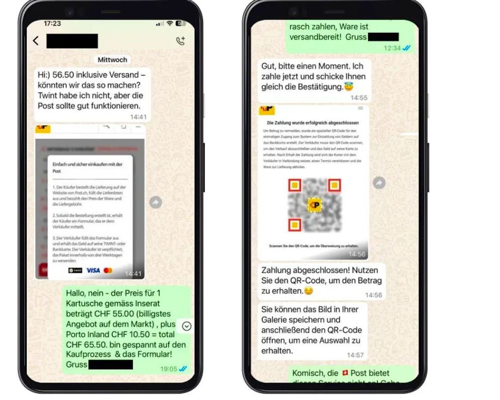 Fraudsters send supposed parcel service screenshots with fraudulent intent. 