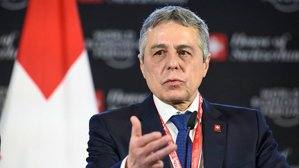 Il responsabile del Dipartimento federale degli affari esteri (DFAE) Ignazio Cassis al Forum economico mondiale (WEF) di Davos (GR).