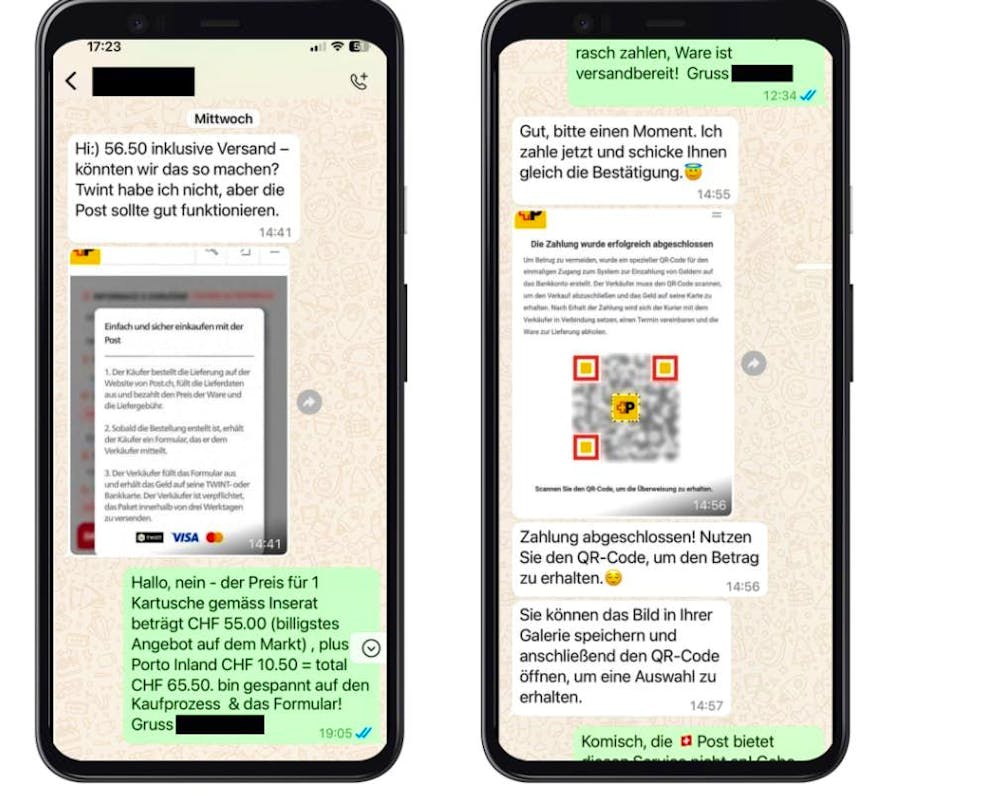 I truffatori inviano presunti screenshot di un fittizio servizio pacchi con intento fraudolento.