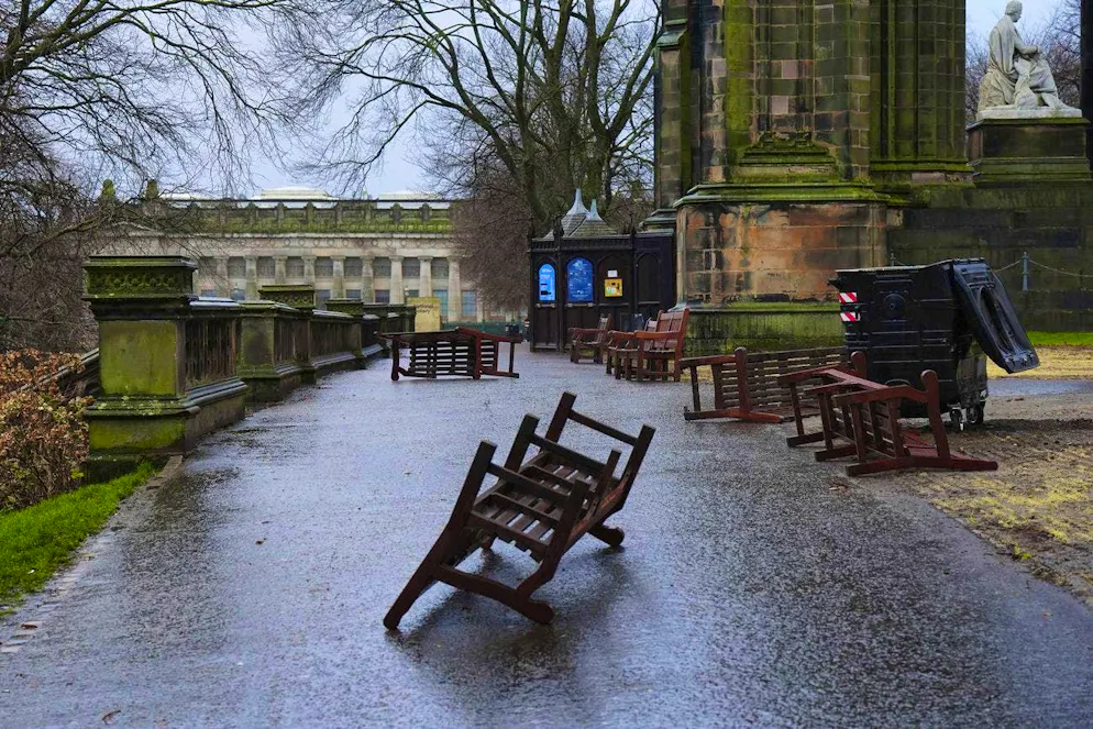 The Princes Street Gardens in Edinburgh, Scotland, have been hit by some squalls.
