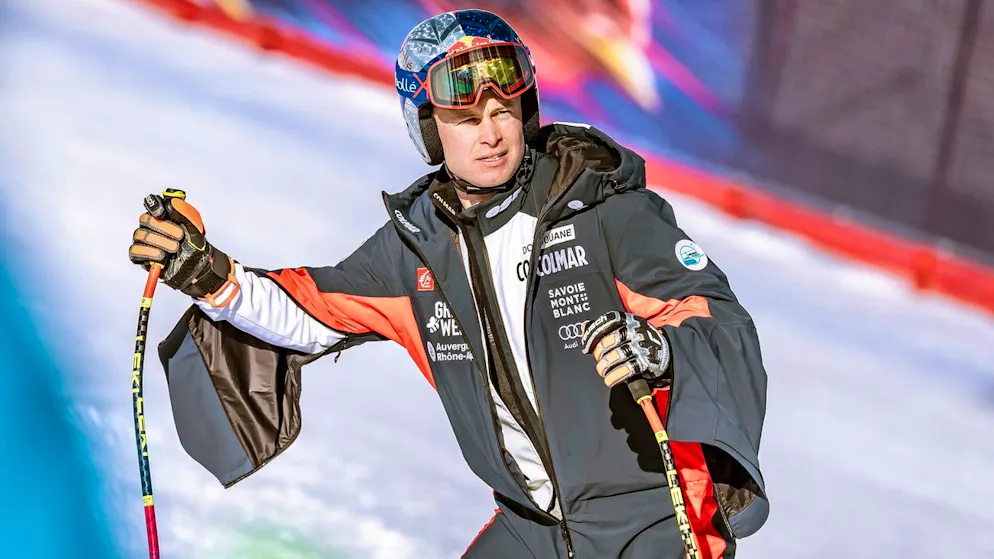 Alexis Pinturault (ici lors de la reconnaissance) a chuté vendredi en super-G à Kitzbühel.