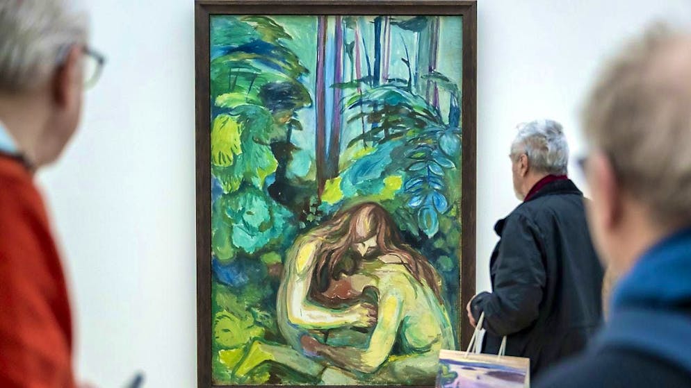 Edvard Munch's "Vampires in the Forest" is one of the very few paintings in the "Northern Lights" exhibition at the Fondation Beyeler in which human or human-like creatures can be seen.