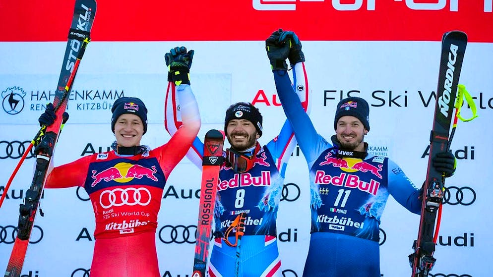 Odermatt's eighth downhill in Kitzbühel should bring the first victory - Gallery. Frenchman Cyprien Sarrazin (center) distances Marco Odermatt by more than nine tenths, Italian Dominik Paris finishes third