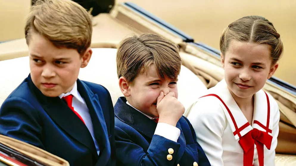 Prince George (left to right), Prince Louis and Princess Charlotte during the Trooping the Color ceremony in London.